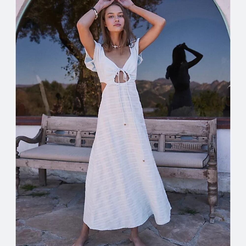 Free People Extra Dose Women's Midi Dress Blue Size M New With Tags Boho Summer